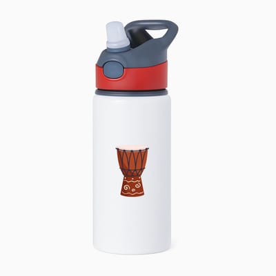 Hacebo® - Trommel waterfles met rietje rood - Drum - Muzikanten - muziek - muzikant - slaginstrument - water fles - 650ML