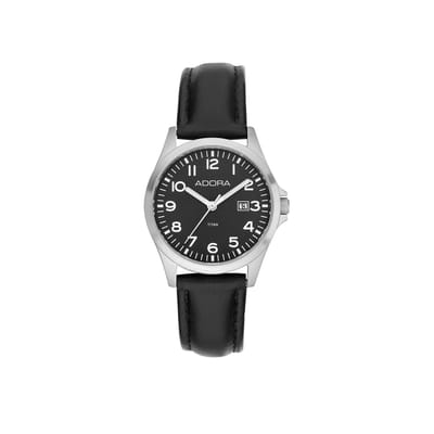Adora AB6682 Dameshorloge – Titanium – Zwart Leer – Ø31mm