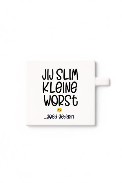 Grappige “Jij Slim Klein Worstje” Keramische Tegel – Schattige Humor Quote Tegel – Speelse Keuken Wanddecoratie Cadeau