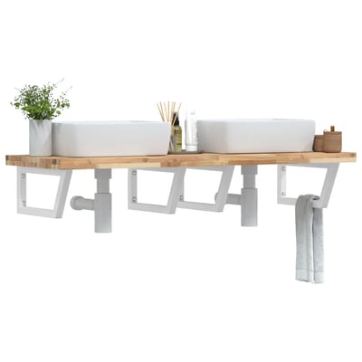 vidaXL - Badkamer - wandschap - staal - en - massief - acaciahout