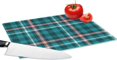 Glazen Snijplank - 28x20 - Plaid - Schotse ruit - Patronen - Blauw - Roze - Snijplanken Glas