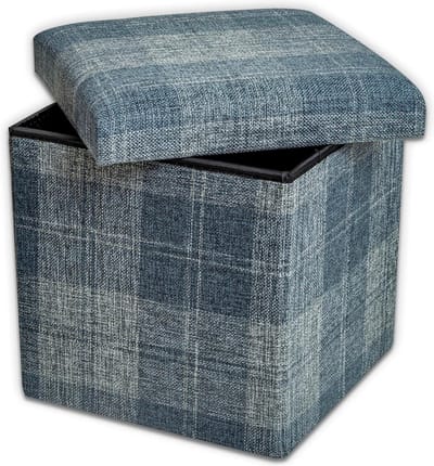 Zitzak van stof 30 x 30 cm met strepenpatroon - Robuuste en elegante opvouwbare opbergkruk - Woonkamer slaapkamer kruk ruimtebesparend grijs