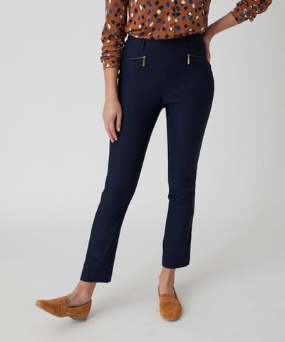 Damart - 7/8-broek van stretch linnen - Dames - Blauw - 38