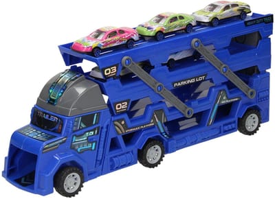 Uitklapbare Autotransporter met Afschietfunctie - Blauw