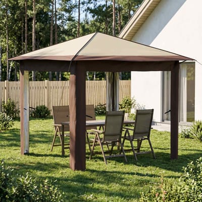 vidaXL - Tuinpaviljoen - zonder - Zijwand - 2,6 - x - 2,6 - m - Crème - en - bruin