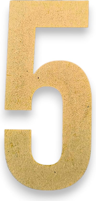 MGM Trading - 5 - Letters en Cijfers van MDF - 10 cm hoog - 9MM Dik - Beige - Laser gesneden - Per Stuk