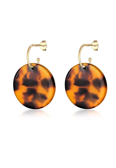 Elli - Oorbellen - geo hanger Leo look met acetaat in 925 sterling zilver - Dames