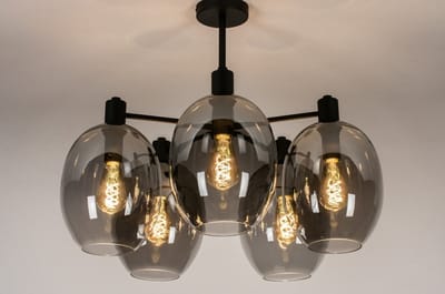Lumidora Plafondlamp 73952 - Plafonniere - DRUP - 5 Lichts - E27 - Zwart - Grijs - Metaal - ⌀ 70 cm