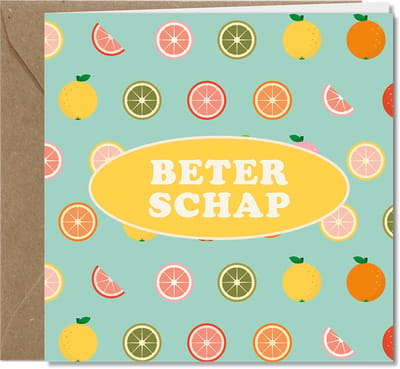 Wenskaarten - Beterschap – RETRO collectie - 4 kaarten met envelop – duurzaam - Tallies Cards