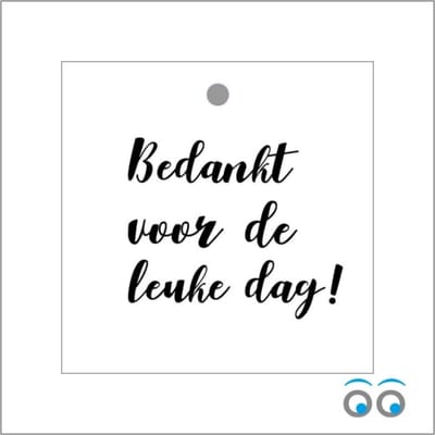 Bloemenkaartje - Cadeaukaartje - Bedankt kaartjes - bedankt voor de leuke dag - 7x7 cm - 20 Stuks - Met Boorgaatje