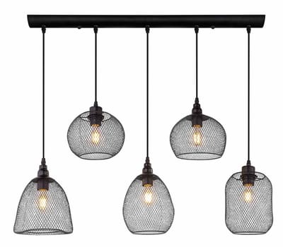 Globo - hanglamp - Anya - zwart - metaal - grote eettafellamp - E27 - 15047-5