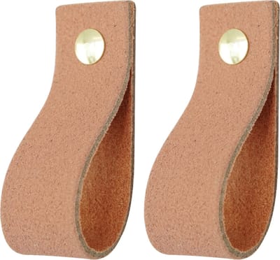 2x Leren handgrepen 'de lus' XS - SUEDE OLD PINK (12,6 x 2,5 cm) - incl. 3 kleuren schroefjes (handgreepjes - leren grepen - greepjes - leren lusjes)