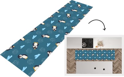 Keukenloper - Loper keuken - Pinguïn - Wolken - Jongens - Design - 200x50 cm - Keukenloper vinyl