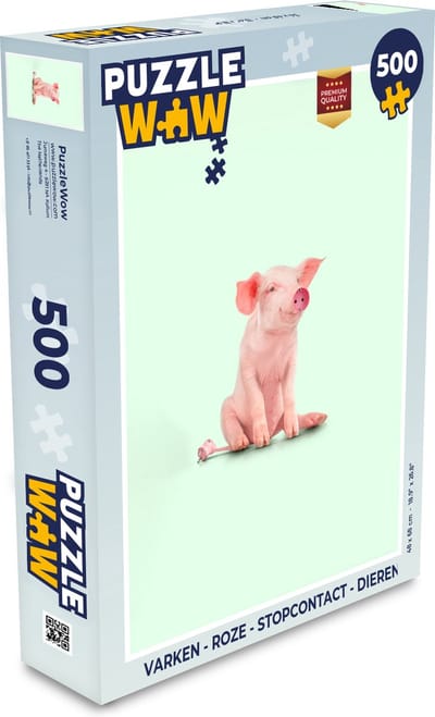 Puzzel Varken - Roze - Stopcontact - Dieren - Legpuzzel - Puzzel 500 stukjes