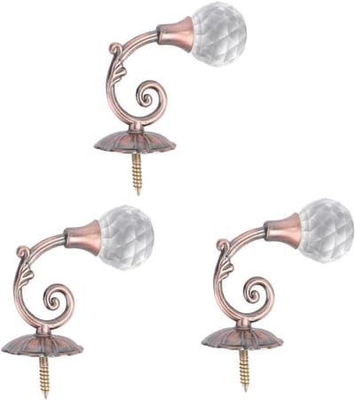 Gordijnhaken Kristal - Wandknoppen Hangers - Decoratief Ophangen - Stevige Zinklegering - 3 Stuks - Helder Zilver
