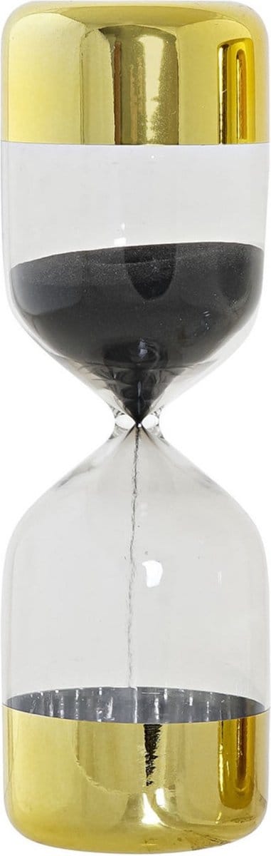 Zandloper cilinder Timer - decoratie of tijdsmeting - 15 minuten zwart zand - D6,5 x H20,5 cm cm - glas