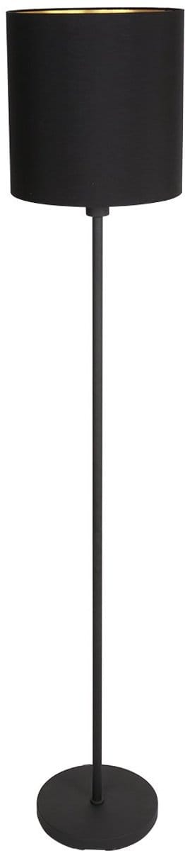 Vloerlamp Noor 1564ZW Zwart, metalen constructie & textiele kap (30cm diameter, 160cm hoog) - Mexlite