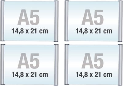 4 pack A5/Bewegwijzeringsborden met Klikprofiel /formaat 14,8x21cm/wegwijs bordjes/aluminium deurbordjes/naambordje kantoor/route bordje/aanwijs bordje/zelfklevend/verwijs bord/ informatie bord.