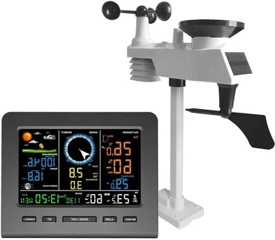 Draadloos Weerstation - Weerstationset Buiten - Weer Monitoren - Geïntegreerde Buitensensor - 100m Bereik - Wit