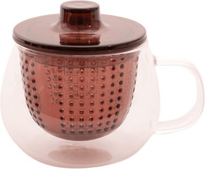 Theemok met filter uit borosilicaatglas en kunststof aubergine 300ml