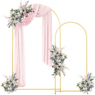 VEVOR Metalen Trouwboog, Set van 2 (2,2 M en 1,8 M), Achtergrondstandaard, Goudkleurige Ballonnenboog voor Bruiloften, Verjaardagsfeesten, Diploma-Uitreikingen, Festivals en Ceremoniedecoraties