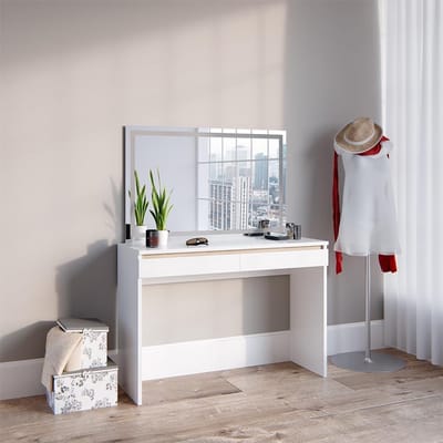 Kaptafel met Verlichting - Make-up tafel Schminktafel - Make-up aanbrengen - Inclusief LED lampjes - 120 cm breed - Wit