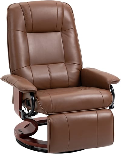 HOMCOM-Relaxsessel-Kunstleder, Schaumstoff-L78 x B87 x H100 cm-Braun