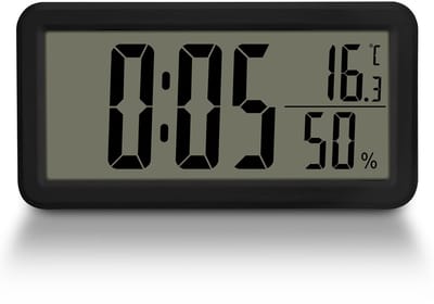 Ynkkvre - Digitale wandklok op batterijen met grote cijfers, temperatuur, uursnotatie voor kantoor, woonkamer, slaapkamer