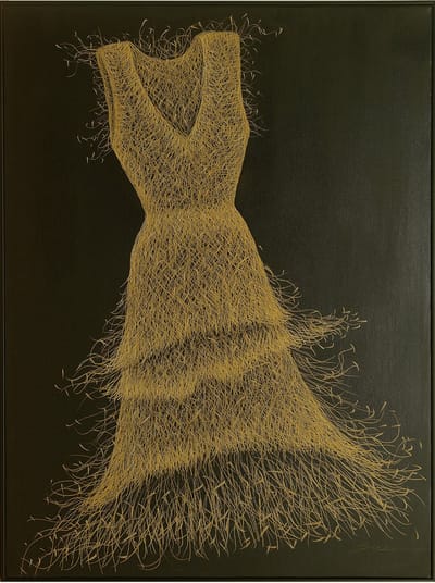 Fine Asianliving Olieverf Schilderij 100% Handgegraveerd 3D met Reliëf Effect en Zwarte Omlijsting 90x120cm Jurk