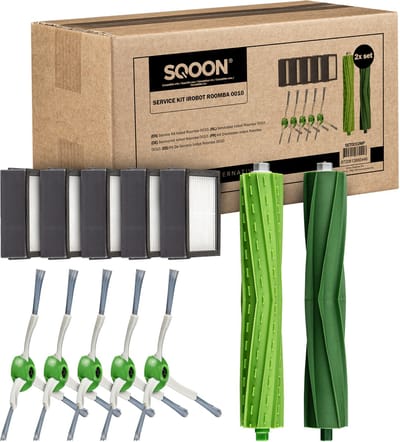 SQOON® Onderdelen Geschikt Voor Irobot - Geschikt voor iRobot Roomba - i7 i7+ i1 i1+ i3 i3+ i4 i4+ i5 i5+ i6 i6+ i8 i8+ e5 e6 e7 (niet j7 , j7+) - 2 X Roller, 5 X Hepa Filter, 5X Zijborstel