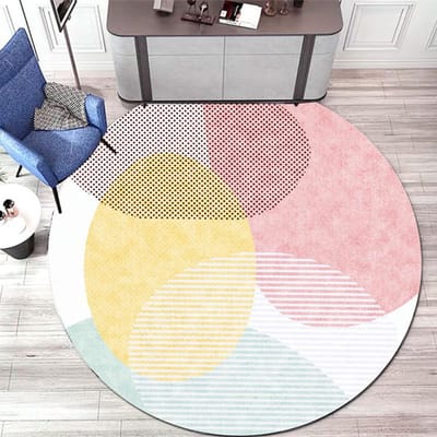 Moderne Licht Luxe Ronde Tapijten Kamerdecoratie Tienerkleden Woonkamer Tapijt Huisdecoratie Stoelmat Kinderkamer Tapijt Diameter 100cm