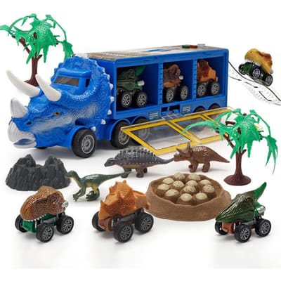 Kind Dinosaurus Vrachtwagen Met Geluid Licht Transporteur Transportvoertuig Auto Speelgoed Dinosauriërs Dierlijke Figuren Model Tyrannosaurus Jongens Cadeau Speelgoed