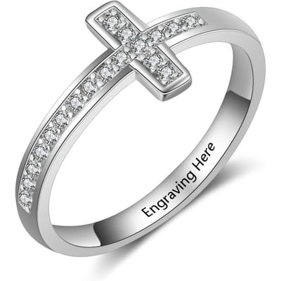 Gepersonaliseerde 925 Sterling Zilveren Kruisringen Voor Dames Zirkonia Ringen Mode Dames Sieraden Cadeau (Ri103801 ) 8 white
