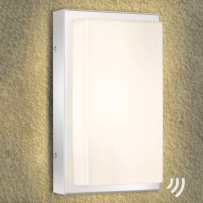 LCD LED buiten wandlamp Julea, roestvrij staal, glas, bewegingsmelder