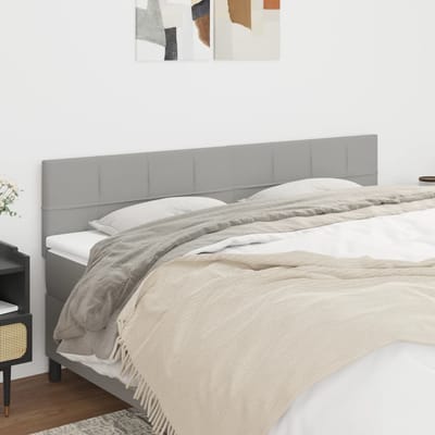 vidaXL - Hoofdborden - 200x5x78/88 - cm - stof - lichtgrijs