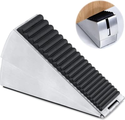 Deurstopper - Grote deurstopper - Roestvrij staal - 13 × 7,8 × 4,5 cm - In hoogte verstelbaar - Geschikt voor de meeste deurtypen - Zilver