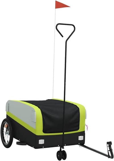 Stevige Fietskar Zwart Groen 45 kg Laadvermogen - Transportkar voor Allerlei Goederen