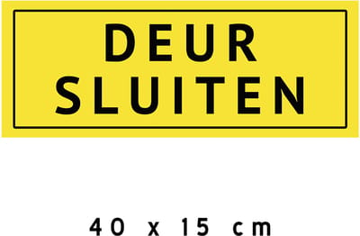 Pictogram/ bord | "Deur sluiten" | 40 x 15 cm | Deuren gesloten houden | Retail | Flatgebouw | Signalering | Appartement | Aanwijzer | Openbaar gebouw | Geel | Opvallend | 1 stuk