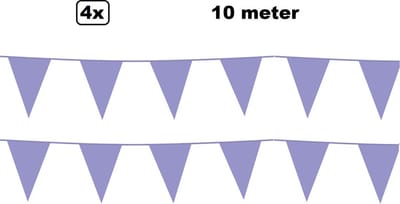 4x vlaggenlijn lila 10 meter - Festival thema feest party verjaardag gala jubileum