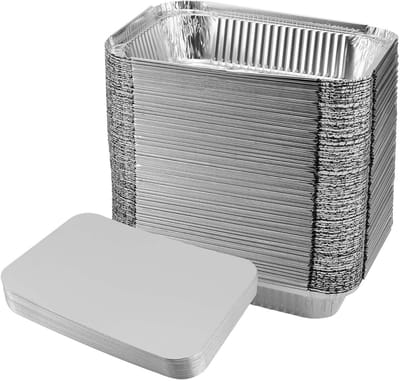60 Stuks 1000ml Aluminium Folie Bakvormen met Deksel - Ideaal voor Airfryer, Oven en Afhalen, Perfect voor Bakken, Koken en Vriezen