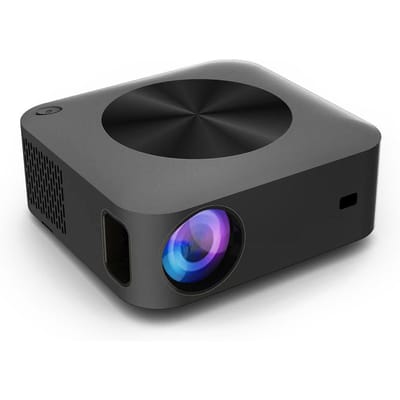 Mini projecteur avec trépied 4K, projecteur de film portable sans fil, durée de vie de la lampe 30 000 heures AU Plug noir