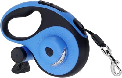 Duurzame 8m Lange Inklapbare Hondenriem met Poepzakhouder - Sterke Automatische Hondenleash voor Training met Verlichting en Comfortabele Grip