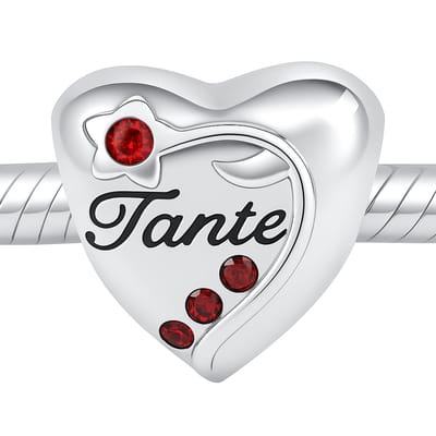 Hart familie bead TANTE zirkonia | bedel | Zilverana | Geschikt voor alle bekende merken armband | 925 zilver
