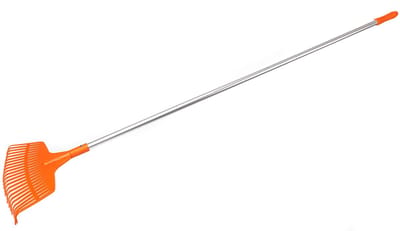KOTARBAU® Bladhark, Tuinhark van Kunststof, 23 Tanden, Oranje- met Aluminium Steel, Gazonhark, Waaierbezem, Lichtgewicht Hark, Stevige Hark,