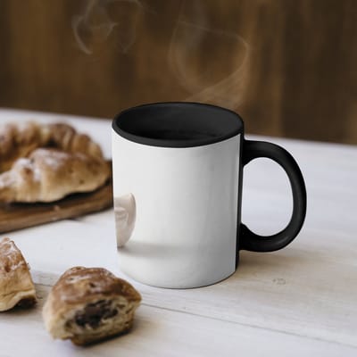 Magische Mok - Foto op Warmte Mokken - Koffiemok - Badeend - Minimalistisch - Wit - Magic Mok - Beker - 350 ML - Theemok