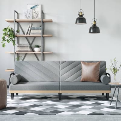 vidaXL - Slaapbank - met - armleuningen - stof - lichtgrijs
