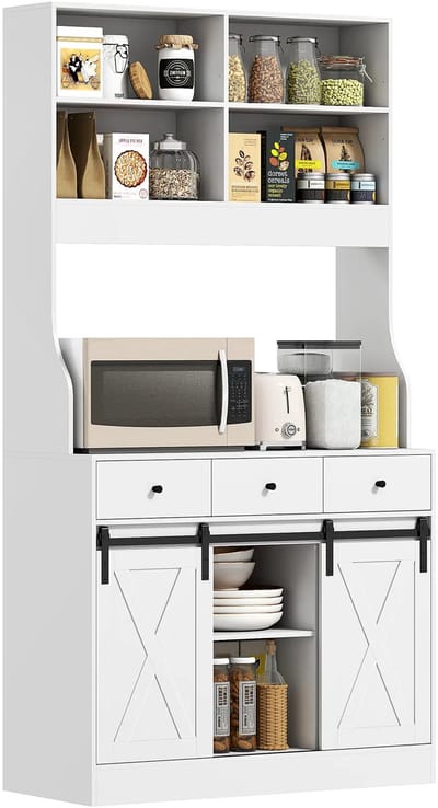 Magnetronkast - Keukenkast - Keukenrek Staand - Ovenkast - Rek - 93,5L x 40B x 180H - Organizers - Dubbele Draagplank - Aanrecht Organiser