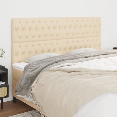 vidaXL - Hoofdbord - crème - 180x7x118/128 - cm - stof