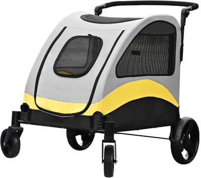 Trendique - Hondenwagen - Inklapbaar - Voor Grote Honden - Ademend & Stevig - 4 Wielen - Tot 20 kg - 85x59x103 cm - Honden wagen