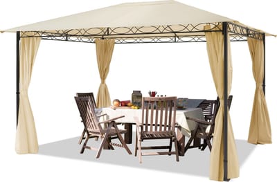 Tuinpaviljoen 3x4 m waterdicht paviljoen met 4 zijwanden tuintent ca. 180 g/m² dakzeil in crème partytent